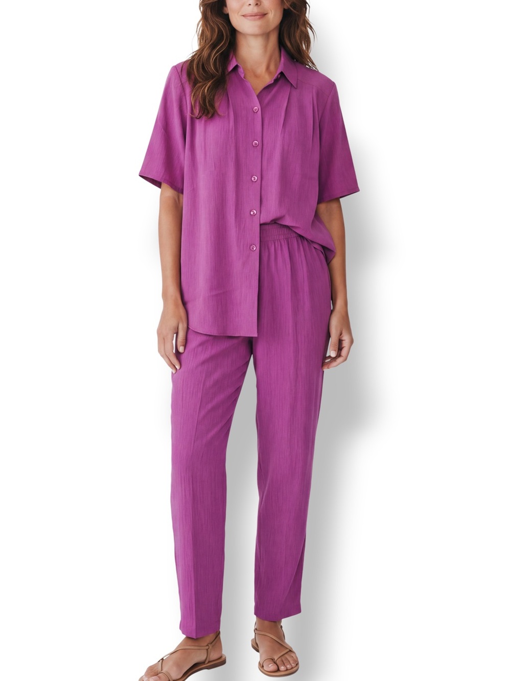 4/$20 Vintage Maggie Sweet Ribbon Swirl Petite Small Magenta Pant Set USA